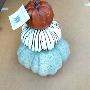 Three tier 12 in tabletop pumpkin